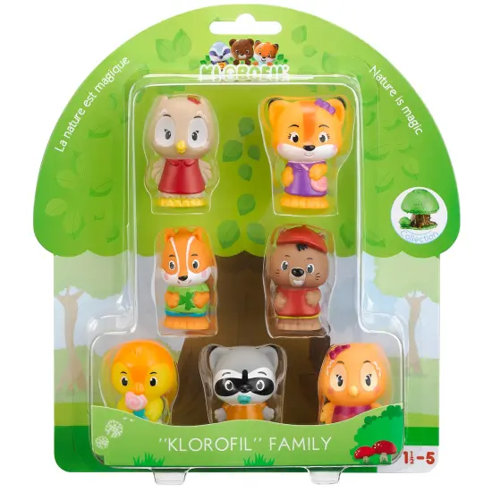 Timber Tots: Klorofil Family - 7 Character Set, Animal Forest Friends, 1.75-2" Toy Figurines, Miniatures w/ Unique Details, Nature, Kids-Toddler 18Mo+ {1}