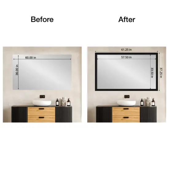 Amanti Art Mirror Makeover Bathroom Mirror Frame Border Kit- Fully Assembled Peel and Stick Frame - Mirror NOT Included - Avon Black Trim {4}