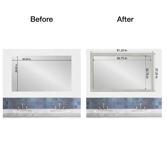 Amanti Art Mirror Makeover Bathroom Mirror Frame Border Kit -Fully Assembled Peel and Stick Frame - Mirror NOT Included - Flair Trim Flair Silver Patina {5}