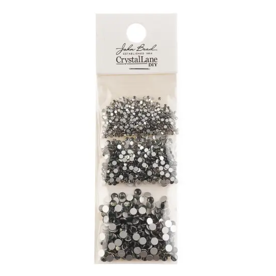 Crystal Lane DIY Combo Glass Flatback Rhinestones SS3 / SS6 / SS12 Black Diamond {3}