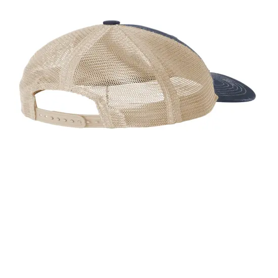 Port Authority&reg; Distressed Mesh Back Cap Rive Blue Navy/Khaki {2}