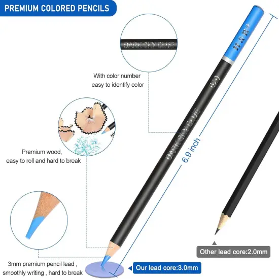 146Pcs Drawing and Sketching Colored Pencils Set, Include Sketch Charcoal Colored Metallic Watercolor Graphite Mark Pencils {3}