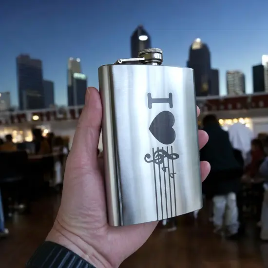 8oz I Love Music Stainless Steel Flask {4}