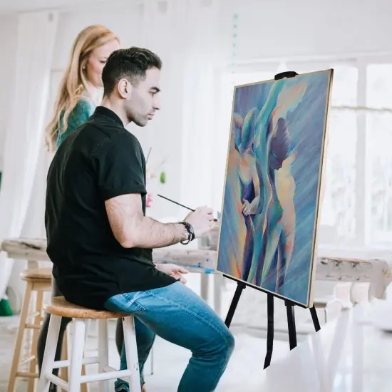 Art Painting Display Artist Easel Stand,Ns Jymb Portable Metal Adjustable Easels for Painting Canvases Height from 17 to 66 Inch - Carry Bag for Table-Top/Floor Displaying and Wedding Signs - Black {3}