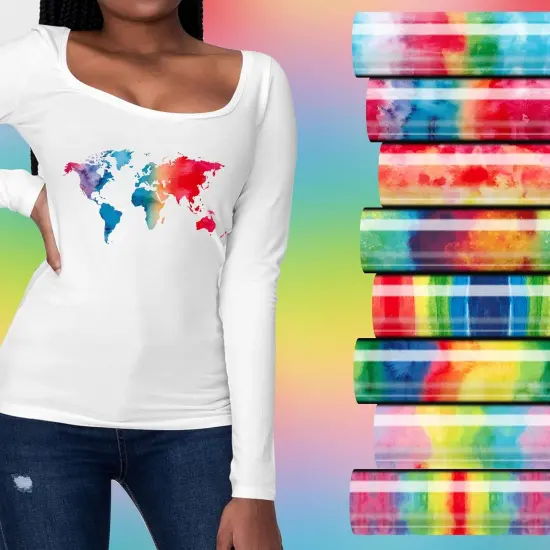 8 Sheets 10x12 Inch Rainbow Iron On Vinyl Ombre Htv for Clothes {2}