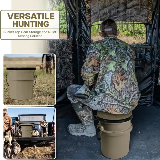 5 Gallon Bucket Seat - 360-Degree Swivel Lid (Tan) {4}