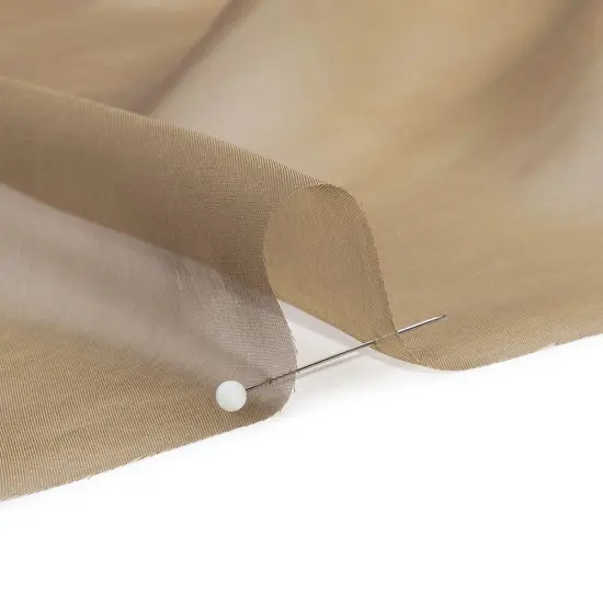 1 Yard Dark Khaki Iridescent Silk Voile 54" Wide Sheer Fabric for Evening Gowns & Blouses {2}