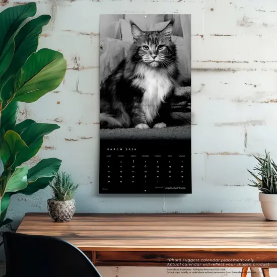 The BrownTrout Portrait Series: The Regal Cat | 2026 12 x 24 Inch (Hanging) Monthly Square Wall Calendar | Plastic-Free {5}