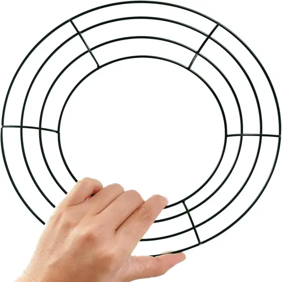 10PCS 10&rdquo; Metal Wreath Frame Green Wire Wreath Rings for Christmas New Year Party Home Decor DIY Crafts Supplies {3}