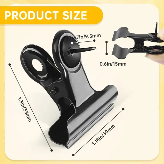 36 Pieces Black Push Pins Clips Metal Push Pins with Clips Black Pushpin Clips Bulldog Clips with Pins Thumb Tacks for Bulletin Board Cork Board Cubicle Wall for Classroom School Office {5}