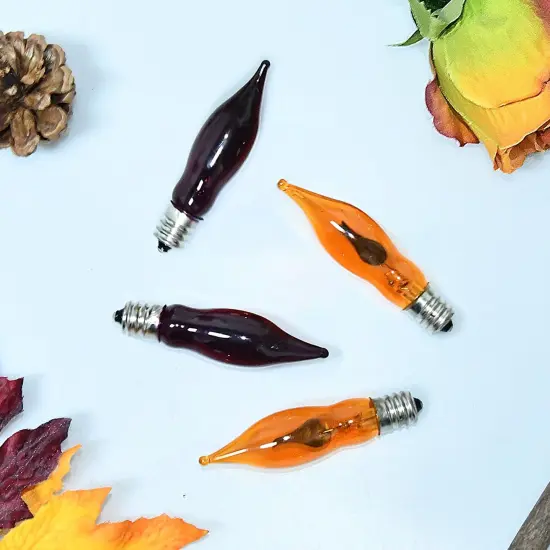 12 Pack Flickering Flame Light Bulbs for Halloween - Orange & Purple Flame {6}