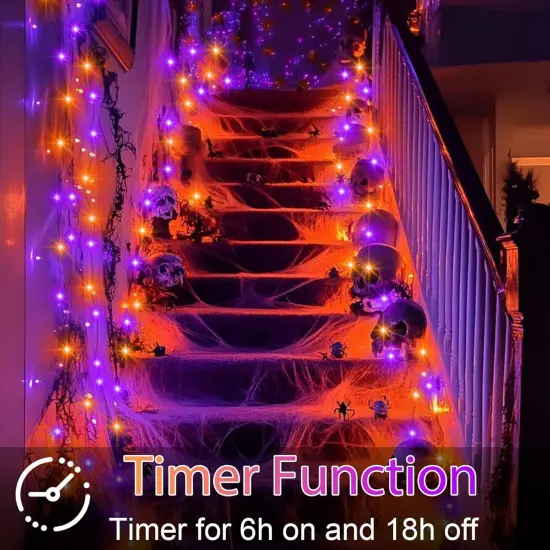 4 Pack 16.4Ft 50 LED Purple Orange Halloween Fairy Lights {3}