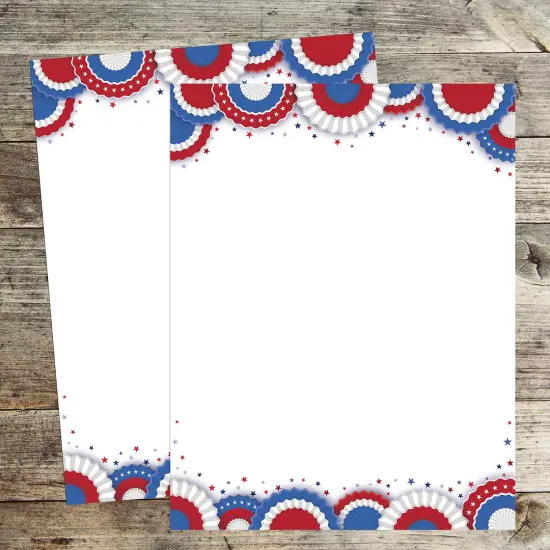 Great Papers! Patriotic Fan Letterhead, for Invitations, Announcements and Personal Messages, Printer Friendly 8.5”x11”, 50 Pack {3}