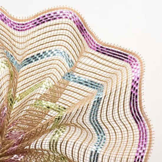 10.5" Poly Jute Matte Stripe Mesh Ribbon: Natural Pastel Stripes (10 Yards) {3}