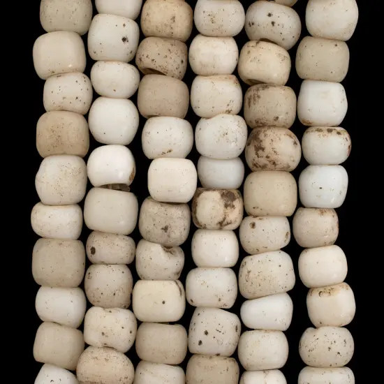 The Bead Chest Old White Padre Beads, Full Strand of Vintage Glass Trade Beads {4}