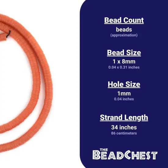 The Bead Chest Translucent Orange Vinyl Phono Record Beads (8mm) {4}