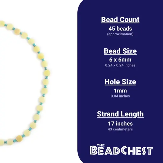 The Bead Chest Yellow Flat Circular Afghan Jade Beads (6mm) {4}