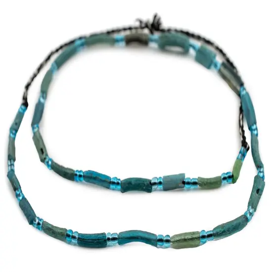 The Bead Chest Aqua Roman Glass Beads, Genuine Glass Found in Afghanistan, Matte Glass Beads for Jewelry Making {3}