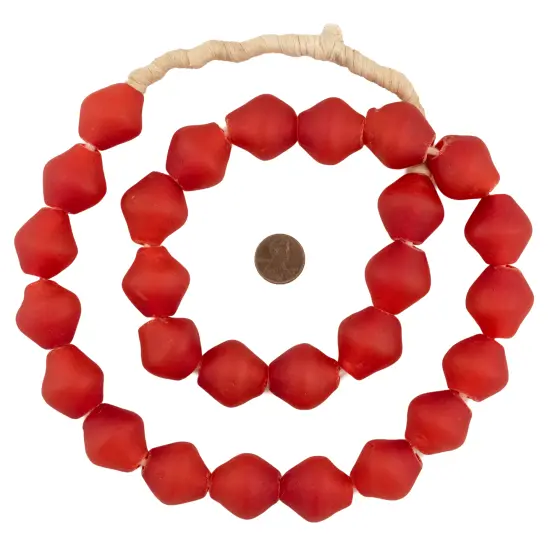 Jumbo Bicone Recycled Glass Beads - Beaded Wall Hangings - Extra Large African Sea Glass Beads 25mm - The Bead Chest (Bright Red) {2}