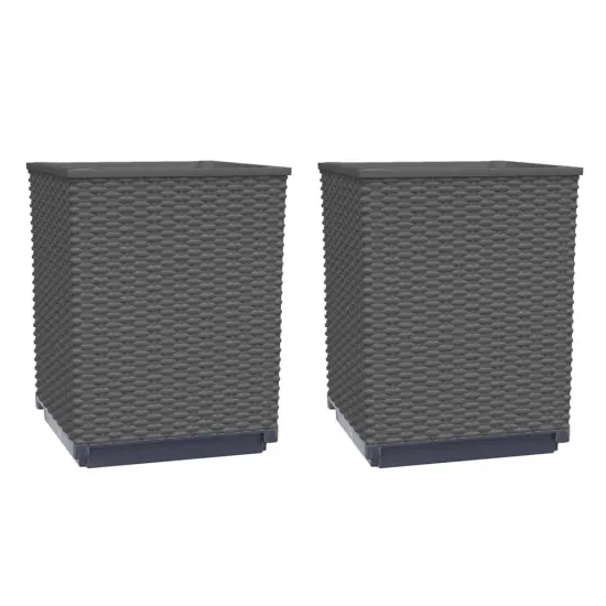 vidaXL Planters 2 pcs Black 11.8"x11.8"x14.6" Polypropylene {2}