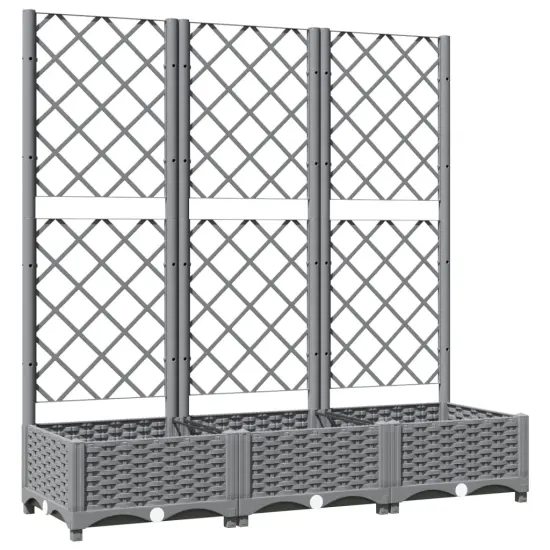 vidaXL Garden Planter with Trellis Light Gray 47.2x15.7x47.8 PP {2}