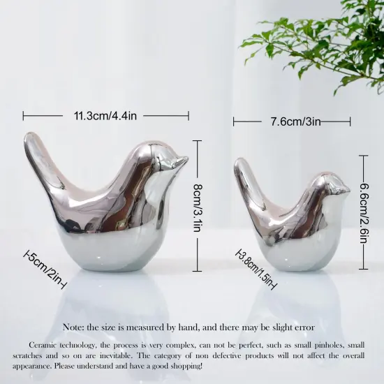 2 Pieces Small Birds Statues Home Decor Modern Style Birds Decorative Ornaments for Living Room, Bedroom, Office Desktop, Cabinets ( Silver Birds) {1}