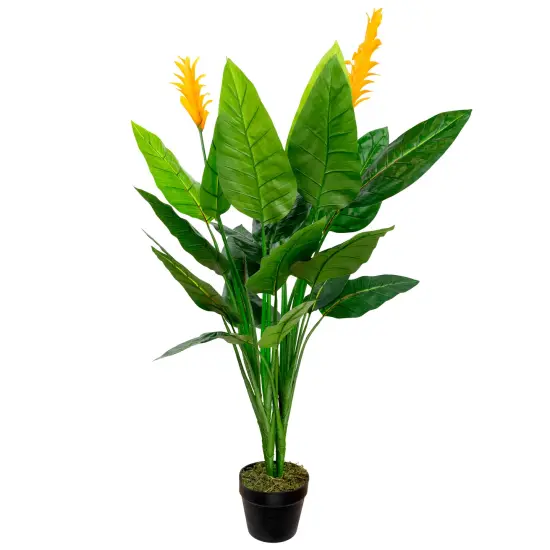 Northlight Artificial Bird of Paradise Plant in a Black Pot - 50" Green {3}