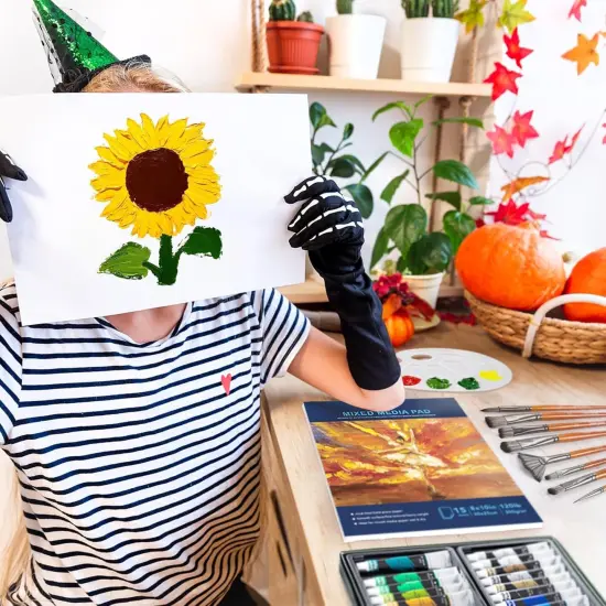 Adults With 24x22ml Acrylic Paints, 8 Brushes, 1 Painting Pad & Palette {5}