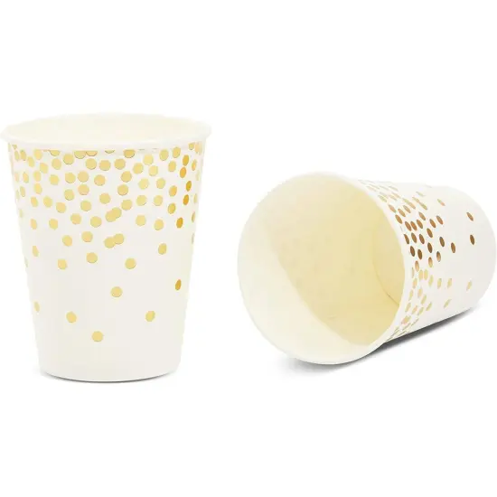50 Pack 9oz Gold Paper Cups for Hot Drinks, Party Supplies, Weddings, Bridal Showers {7}