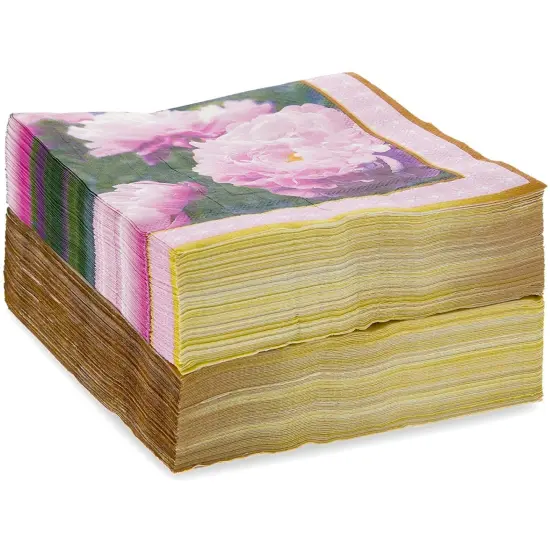 Pink Peony Napkins for Flower Party (6.5 x 6.5 In, 150 Pack) {4}
