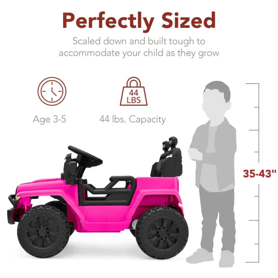 Best Choice Products 6V Kids Ride-On Truck Car w/ Parent Remote Control, 4-Wheel Suspension, LED Lights Hot Pink {2}