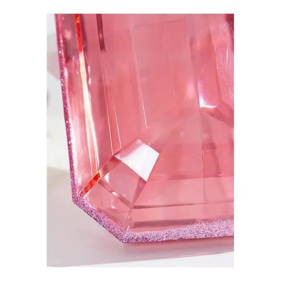 8" Acrylic Rectangle Jewel Ornament: Light Pink {4}