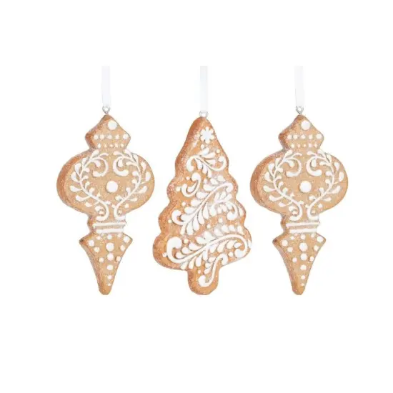 4.5" White Icing Gingerbread Ornaments (Asst 3) {4}