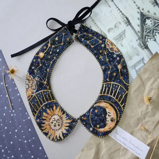 Bead Embroidery Kit. Decoration - Collar Galactic beauty {1}