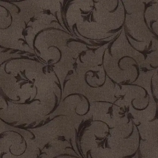 Brown Mushroom Elegant Scroll Cotton Wideback Fabric per yard {1}