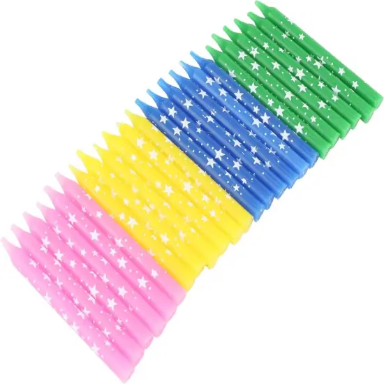 Chef Craft 24pc Assorted Color 2.5 Inch Tall Classic Star Birthday Candles Set {2}