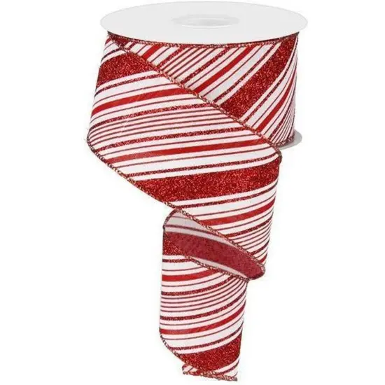 2.5" Diagonal Stripes Ribbon: Red (10 Yards) {1}