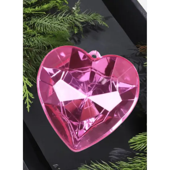 6" Acrylic Heart Jewel Ornament: Bubblegum Pink {3}