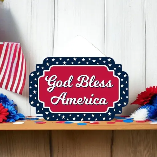12" Wooden Sign: God Bless America {2}