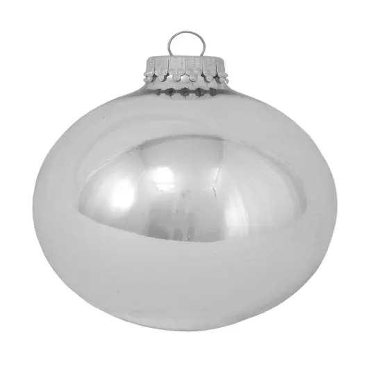Bright Silver 2 5/8" (67mm) Glass Ball - Set of 8 {2}