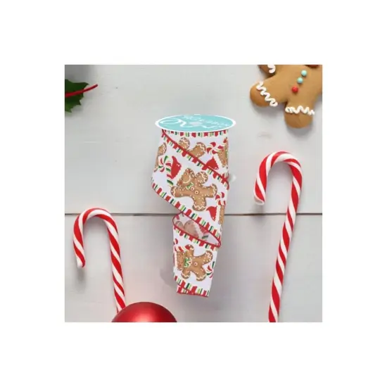 2.5" Gingerbread Santa Hat Ribbon: White (10 Yards) {2}