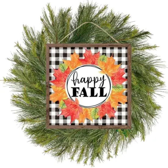 10" Wooden Sign: Happy Fall Leaf {3}