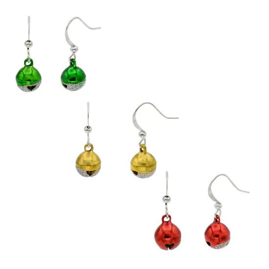 Christmas Ornament Ball Earrings, Set of 3 Pairs, Holiday Festive Xmas Jewelry {1}