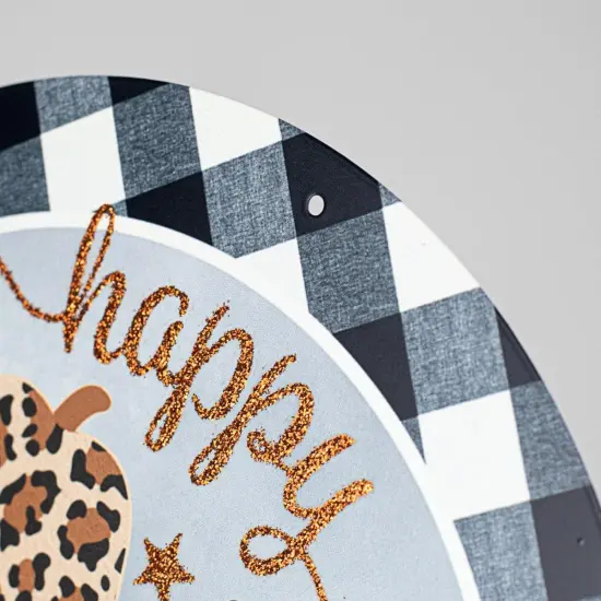 8" Metal Sign: Happy Halloween Pumpkins {3}