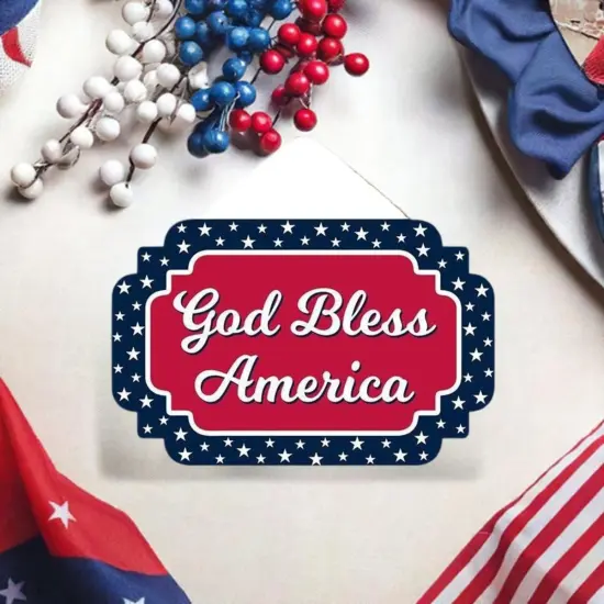 12" Wooden Sign: God Bless America {4}