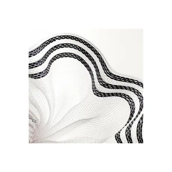 10" Border Stripe Metallic Mesh Ribbon: White/Black (10 Yards) {2}