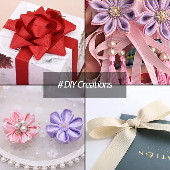 5/8" X 50 Yards Red Grosgrain Ribbon, Premium Grosgrain Ribbon for Sewing, Gift Wrapping, Bow Making, Wedding Decor, Wrapping and More (Red) {4}