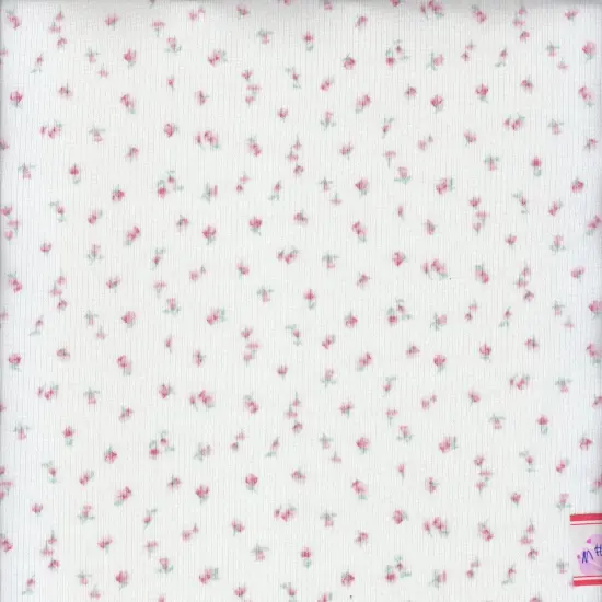 1 Yard Cotton Feel Ditsy Print Rib Knit Fabric 2x2 Rib Soft Stretch Polyester Spandex 58/59 Inch Wide PINK {5}