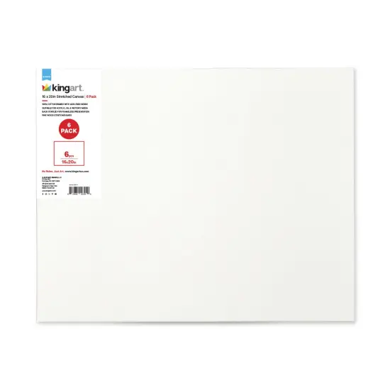 KINGART&reg; Stretched Canvas 16" x 20", 6-Pack {6}