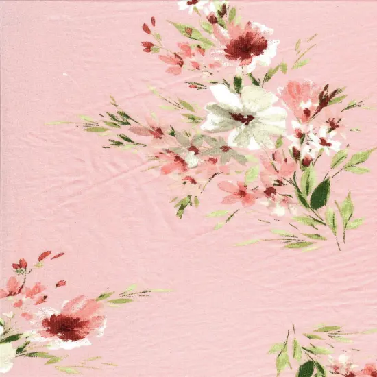 1 Yard Floral DTY Brushed Knit Fabric Soft Stretch Print 58/60 Inches Wide BLUSH {1}